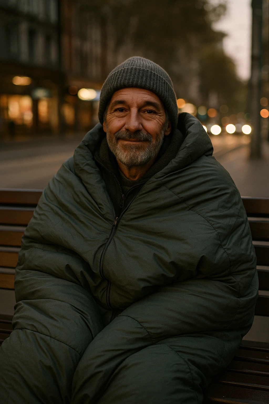 20250903 0049 homeless mans gratitude simple compose 01k45zg15zecvv19hyqetqtm54